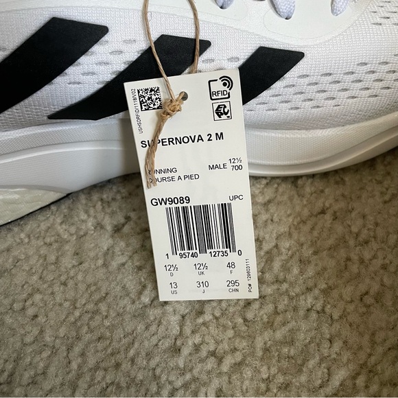 NEW Adidas Supernova 2 Running Shoe Mens Sz 12.5 white black brand new with tags - Picture 5 of 6